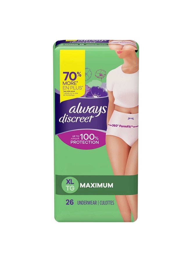 Always Discreet Discreet, Incontinence Underwear, Maximum Classic Cut, Extra-Large, 26 Count - Image 1