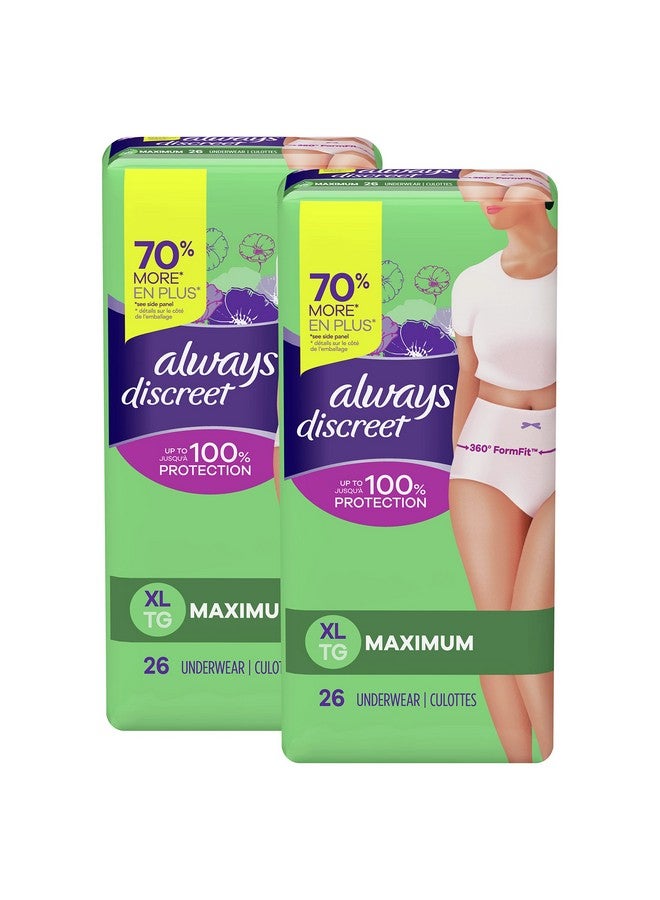 Always Discreet Discreet, Incontinence Underwear, Maximum Classic Cut, Extra-Large, 26 Count - Image 2