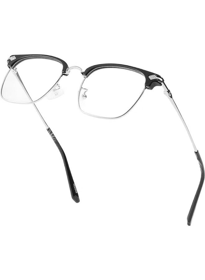 VEGOOS Myopia Glasses For Men And Women, Ultra-Light Half-Frame Blue Light Blocking Radiation Protection Glasses, Stylish Eyebrow Shape With Customizable Prescription 5262 - Image 3