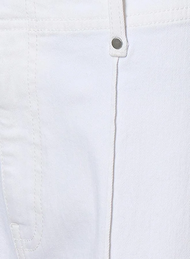 Splash FAV WHITE Denim Wide Leg Buttoned Waist Pants for Women | Best Price UAE
