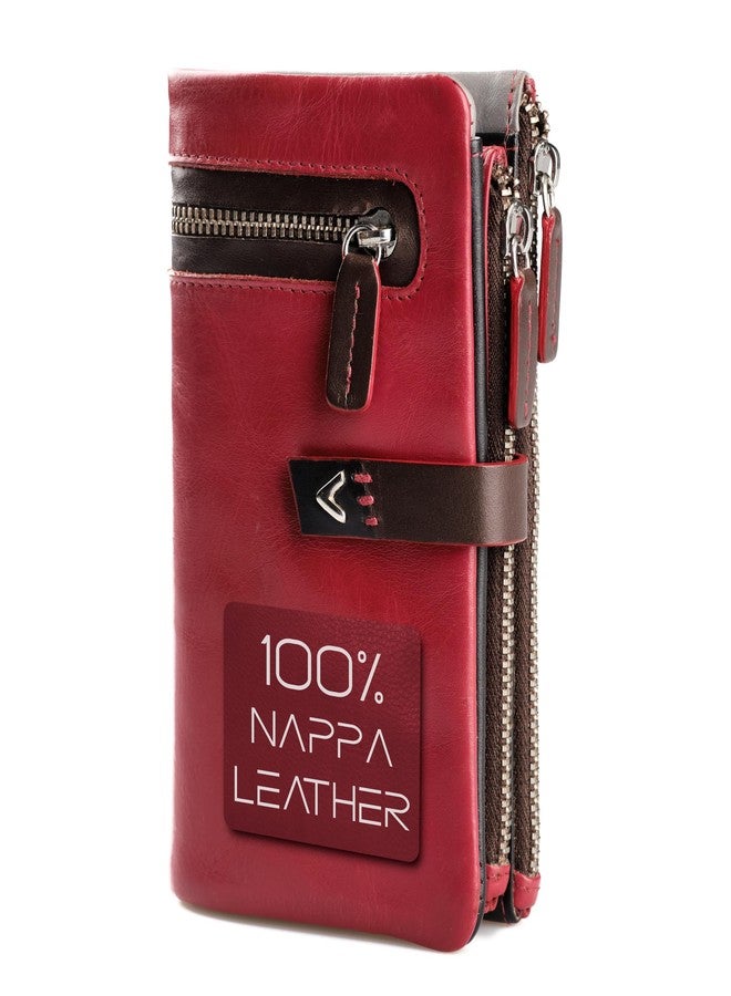 Lavalen® Purses for Women Genuine Soft Leather Wallet - Leather Wallet for Women - Ladies Purse Handmade with RFID Wallets- Womens Purse Perfect for Gift, Burgundy L, Talla Grande (17x9cm), Modern - Image 1