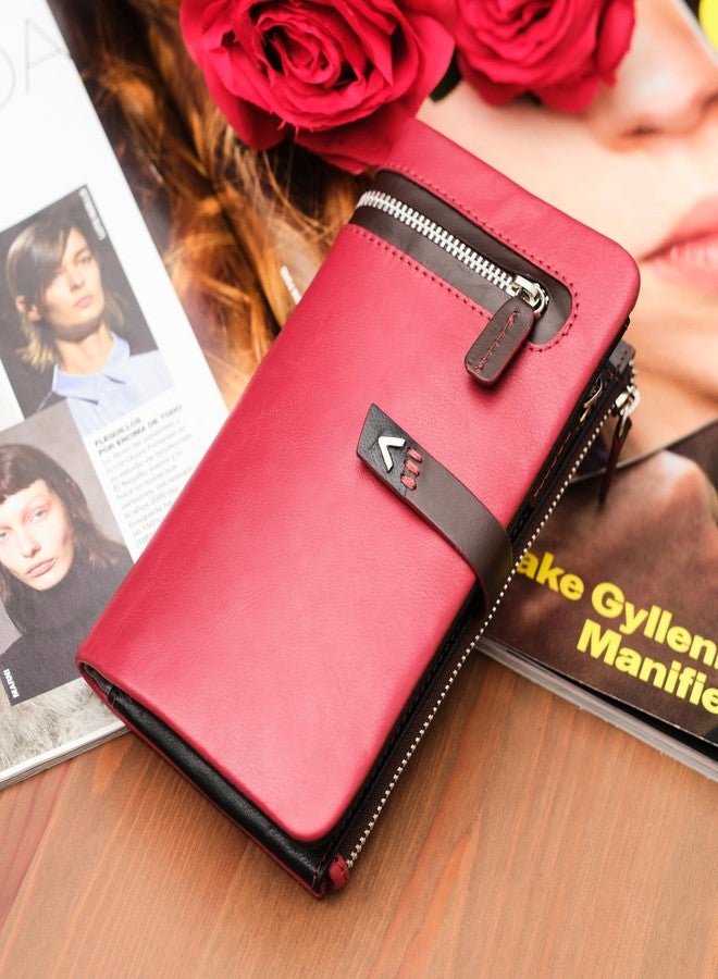 Lavalen® Purses for Women Genuine Soft Leather Wallet - Leather Wallet for Women - Ladies Purse Handmade with RFID Wallets- Womens Purse Perfect for Gift, Burgundy L, Talla Grande (17x9cm), Modern - Image 5