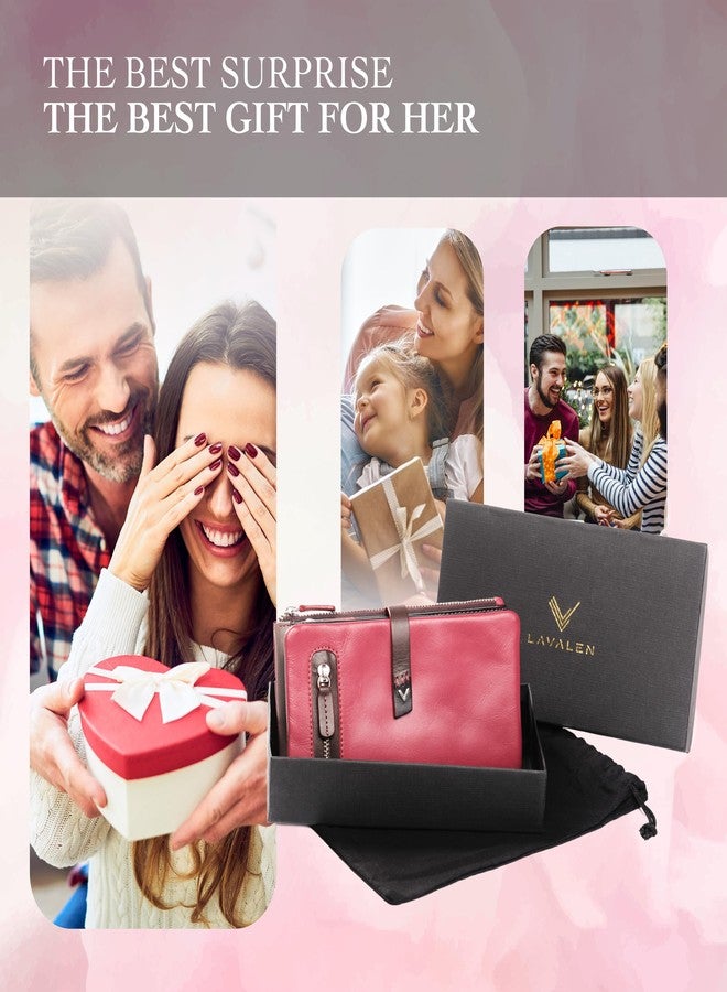 Lavalen® Purses for Women Genuine Soft Leather Wallet - Leather Wallet for Women - Ladies Purse Handmade with RFID Wallets- Womens Purse Perfect for Gift, Burgundy L, Talla Grande (17x9cm), Modern - Image 4