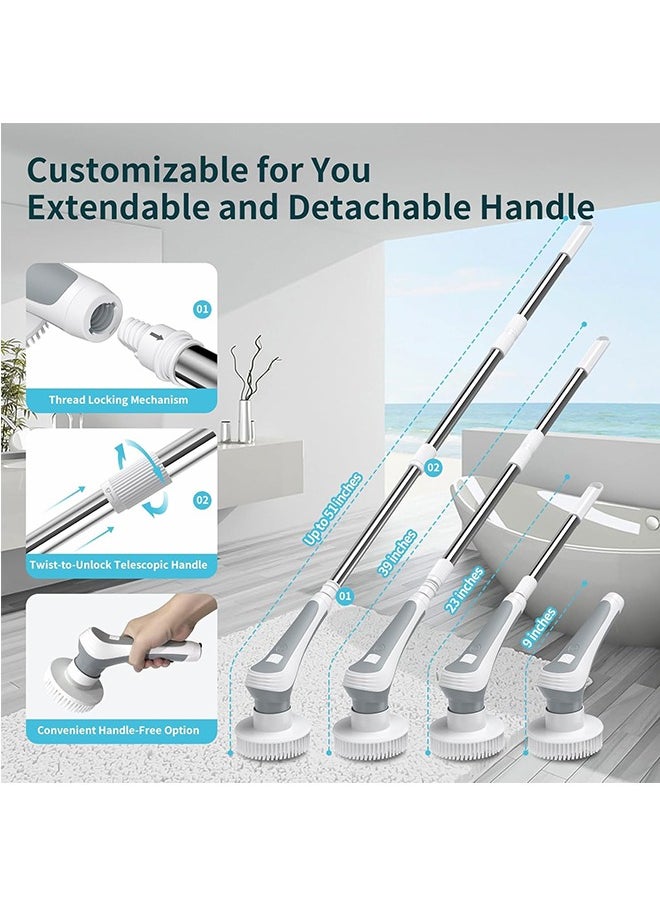 Generic Electric Scrubber for Cleaning Bathroom with Replaceable Brushes - Waterproof Scrubber Brush with Long Handle & LED Display - Dual Speed Power Spinning Brush for Cleaning Bath & Shower  - Image 4