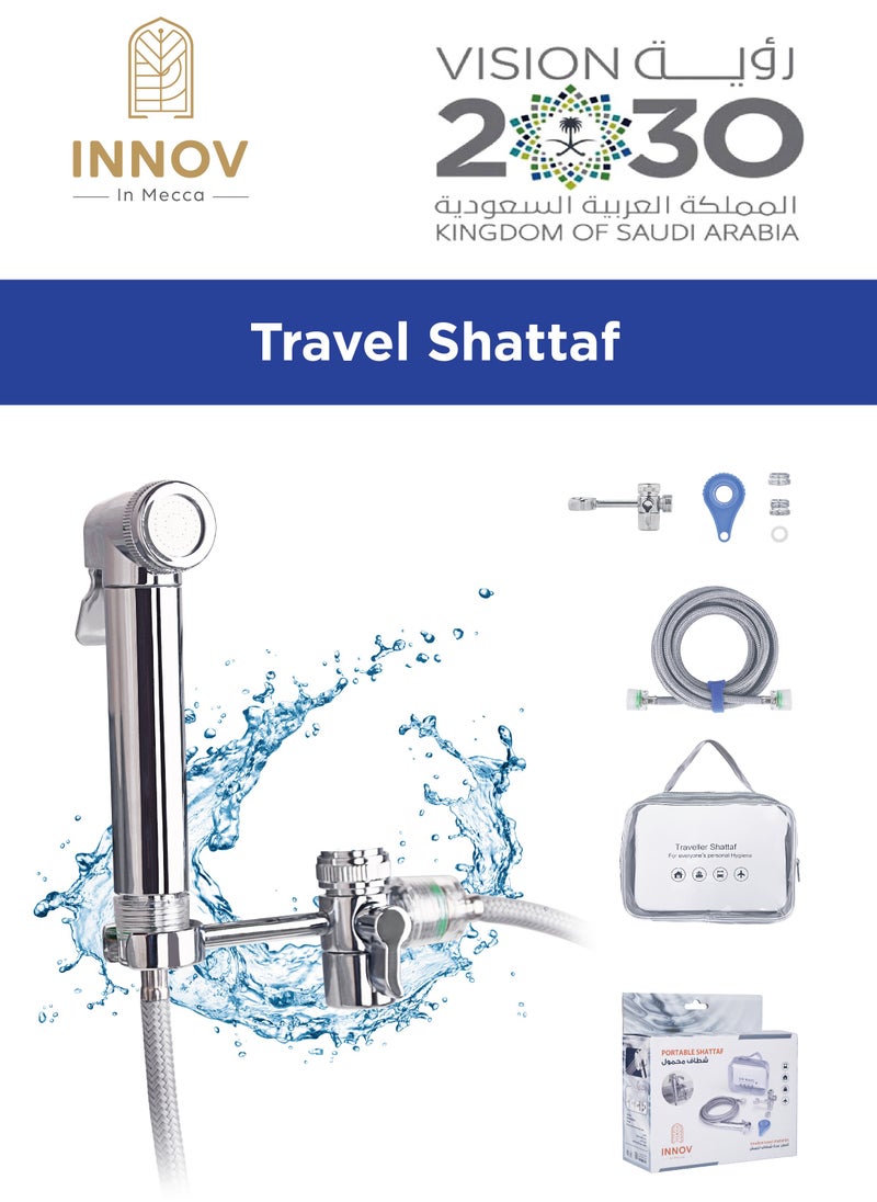 Muslim Shower Bidet Spray Set,Travel shattaf for Toilet, 3 meter hose, Water distributor plus Shattaf holder