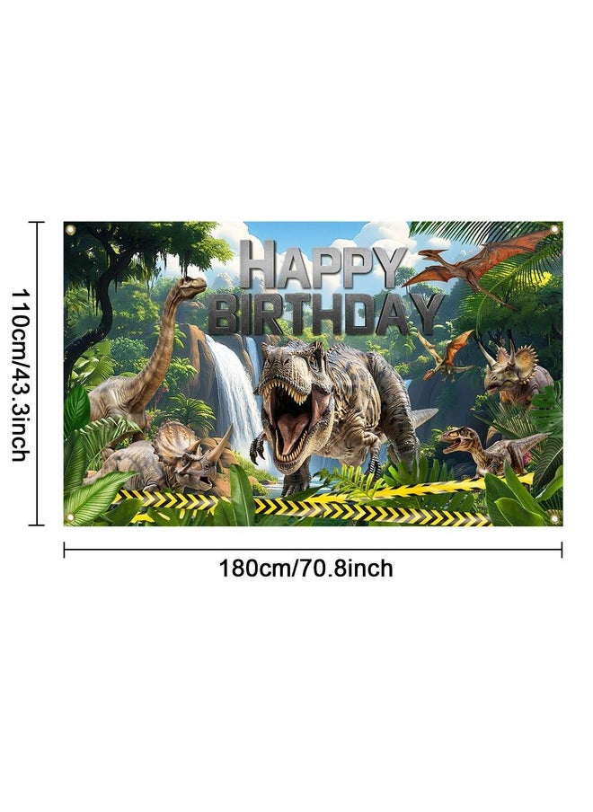 Mocsicka Mocsicka Dinosaur Birthday Backdrop Banner for Boy Dinosaur Park Theme Party Decorations Banner Dinosaur Photography Backgournd Supplies (Green, 70.8x43.3 inch)  - Image 2
