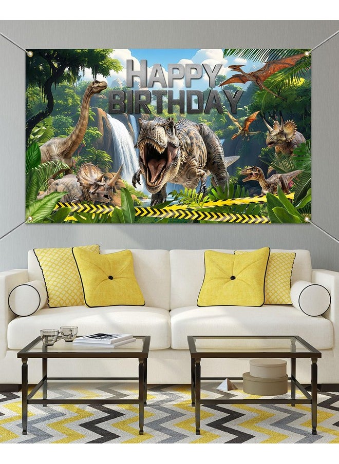 Mocsicka Mocsicka Dinosaur Birthday Backdrop Banner for Boy Dinosaur Park Theme Party Decorations Banner Dinosaur Photography Backgournd Supplies (Green, 70.8x43.3 inch)  - Image 3