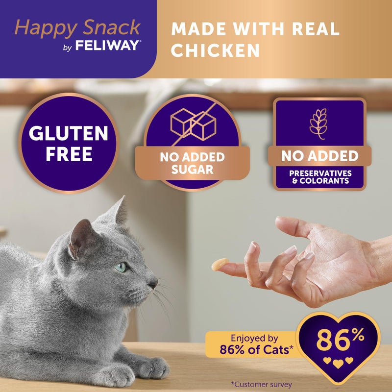 Feliway Happy Snack by FELIWAYÂ®, Delicious, Lickable, Squeezable PurÃ©e Cat Treats for a Daily Calming Routine, Made with Real Chicken, 12 Pack (0.5oz Tubes) - Image 3