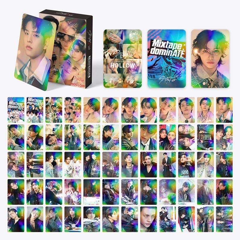 KPOPBP ألبوم بطاقات صور KPOPBP SKZ MIXTAPE DOMINATE بطاقة ليزر 60 قطعة مجموعة بطاقات Kpop ألبوم مجوف ملصق، هدية للبضائع لمحبي عيد ميلاد الابنة الزينة - Image 3