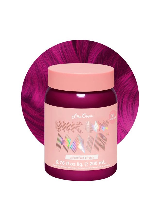Lime Crime Full Coverage Unicorn Hair Dye, Chocolate Cherry - Damage-Free Semi-Permanent Hair Color Conditions & Moisturizes - Temporary Hair Tint Kit Has A Sugary Citrus Vanilla Scent - Vegan  - Image 1