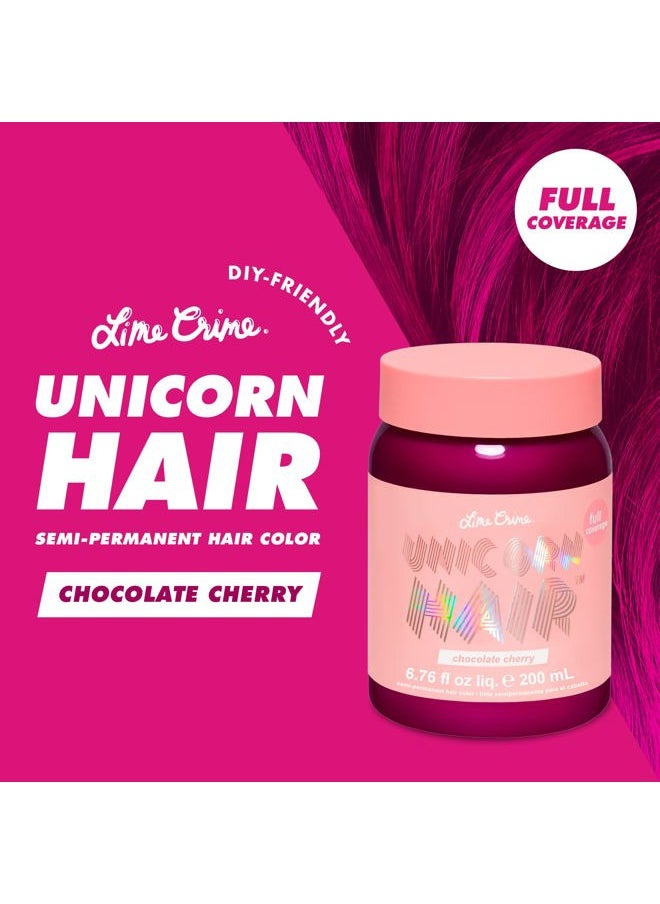 Lime Crime Full Coverage Unicorn Hair Dye, Chocolate Cherry - Damage-Free Semi-Permanent Hair Color Conditions & Moisturizes - Temporary Hair Tint Kit Has A Sugary Citrus Vanilla Scent - Vegan  - Image 2