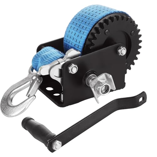 MIVIDE 800 LB Heavy Duty Boat Trailer Winch with 20FT Blue Strap, Hand Winch Boat Trailer Winch, Portable 2-Way Ratchet Hand Crank Winch with Strong Hook for for Boat, Truck, Trailer, RV - Image 2