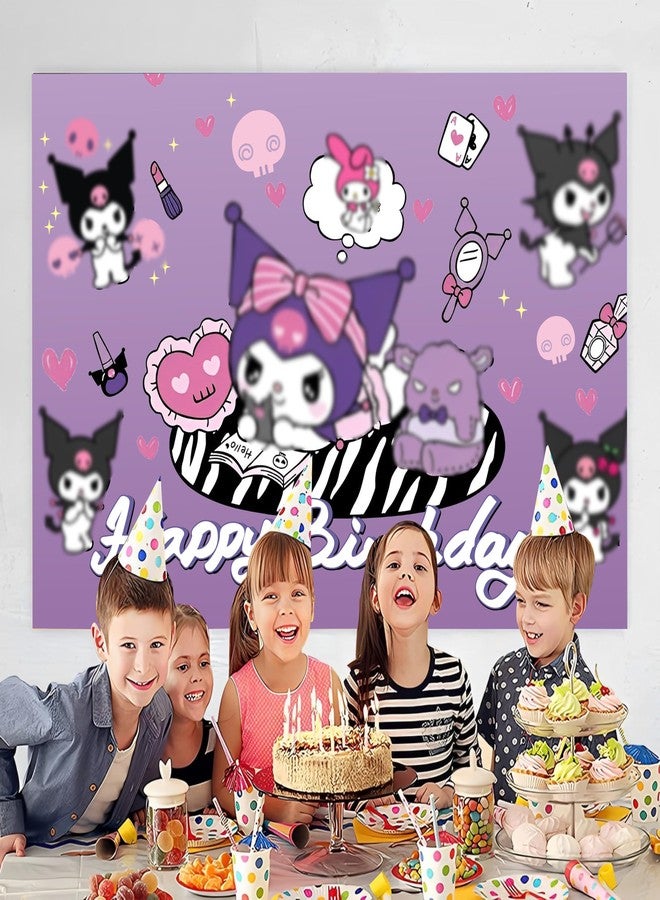 BNFUO Kawaii Birthday Decorations Happy Birthday Banner Backdrop for Kids Birthday Party Supplies (5x3ft) - Image 3