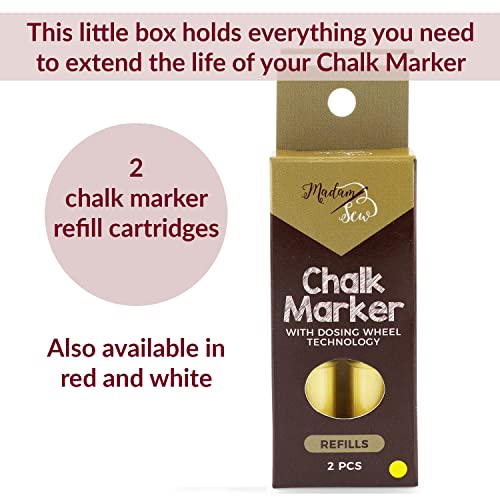 Madam Sew Fabric Chalk Markers for Sewing & Quilting | Refillable Tailors Chalk for Fabric Marking with Dosing Wheel | Ideal for Marking on Cotton, Knit, Suede (Yellow) - Image 5