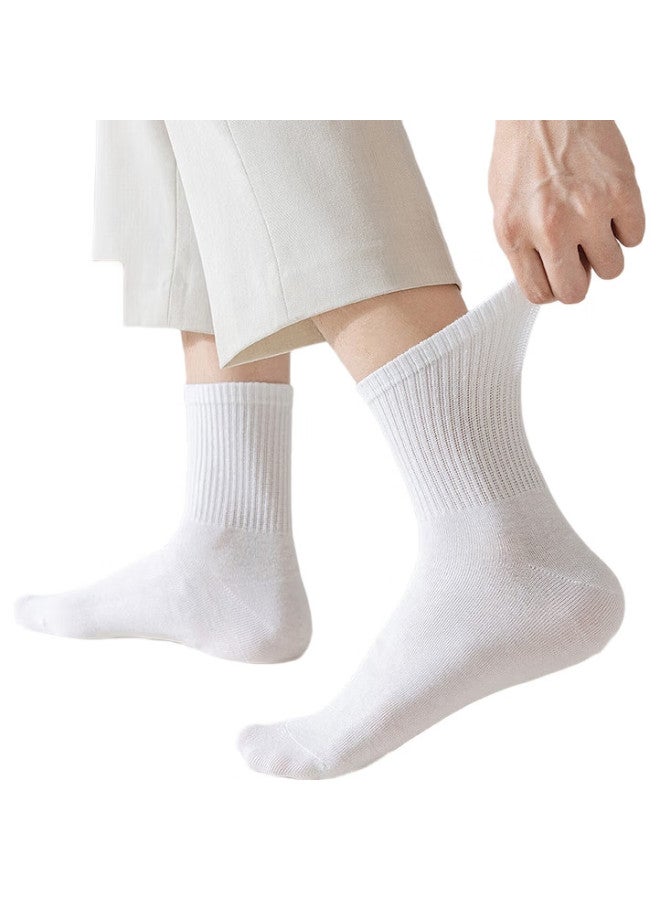 MIIOW 5 Pairs Of Odor-Resistant Socks, Men'S Pure Cotton 100% Mid-Calf Socks, Summer Breathable Black Business Sports Casual Men'S Socks - Image 1