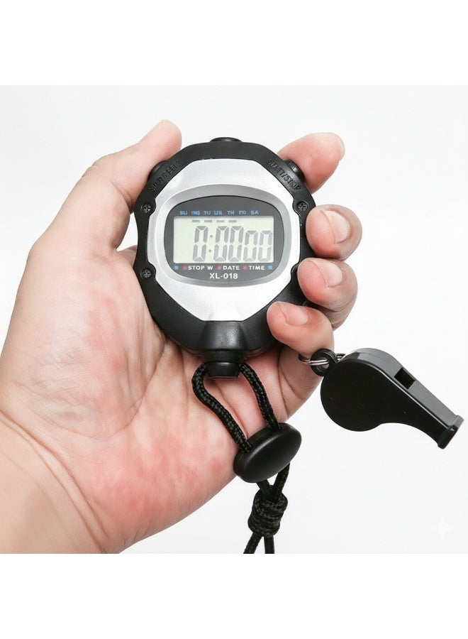 Professional referee and coach kit: High-precision digital stopwatch with loud sports whistle - shock resistant - ideal for running, football, and sports training - Image 1