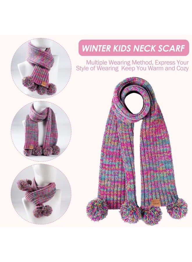 SENPUKI Kids Winter Hat Gloves Scarf Set, Girls Toddler Children Beanie with Pom Knit Neck Warmer Gaiter Mittens Fleece Lined Set（Mint Green Mix） - Image 4