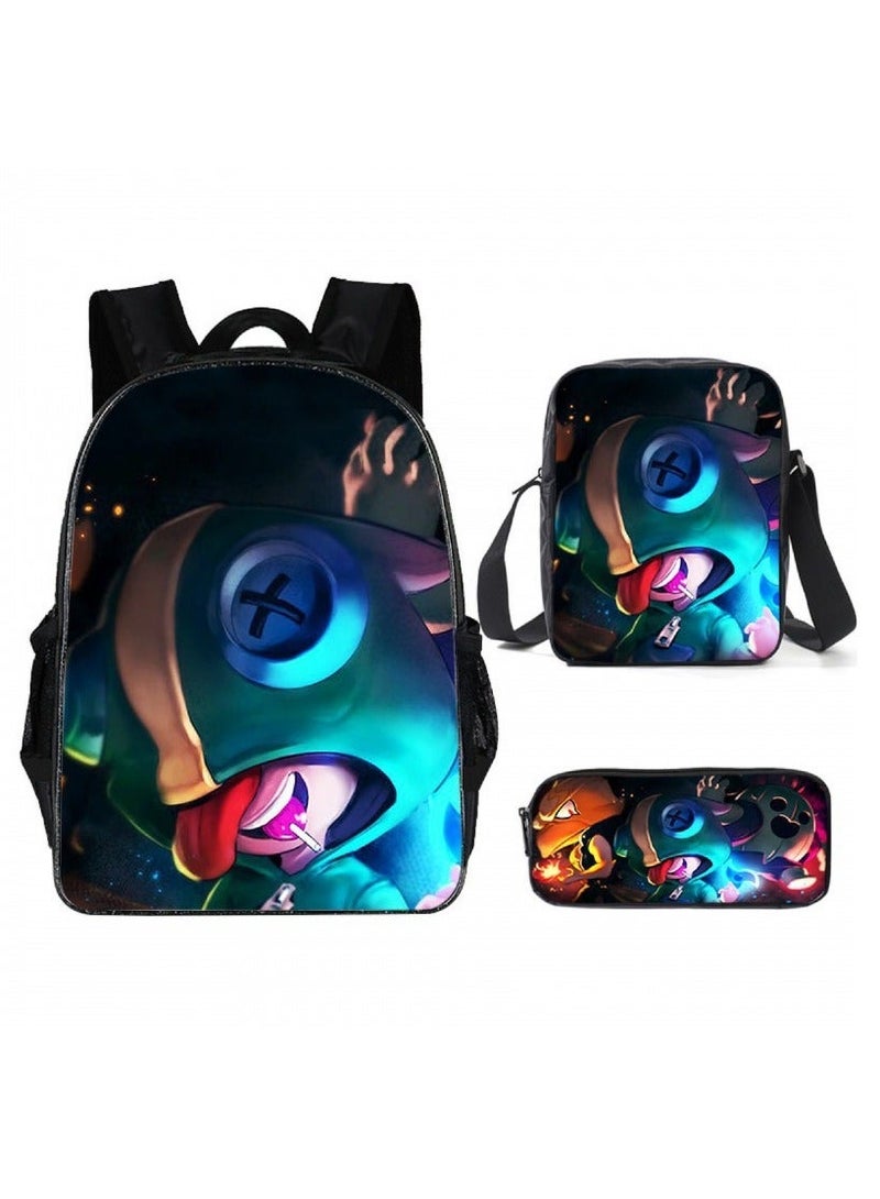 Brawl Stars Student Cartoon Anime Backpack Three-Piece Set 29*16*42cm