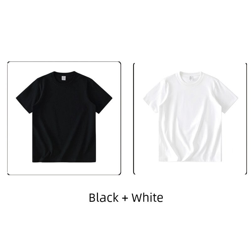 Summer 2026 new Korean version straight shoulder short-sleeved T-shirt men's top trendy round neck slim fit versatile solid color T-shirt - Image 3