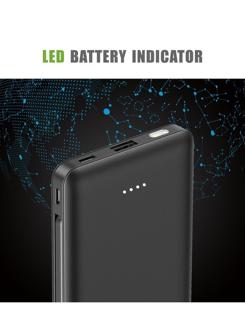 VEGER - VEGER 10000mAh portable slim power banks,Fast Charging with Flashlight,Three Output Dual Input,Portable Charger with Built in Cables - Image 1