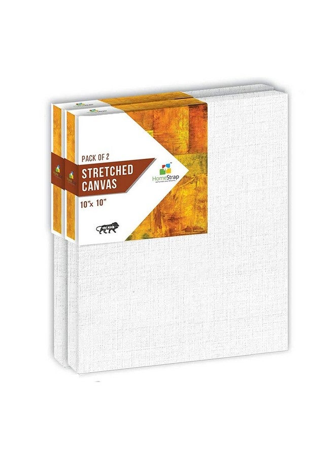 HomeStrap لوحة قماش قطنية مسبقة الشد من هومستراپ مع إطار خشبي (أبيض، 10 × 10 بوصة (عبوة من 2)) - Image 1