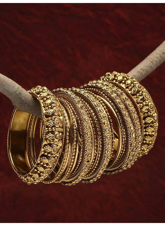 Shining Diva Fashion Latest Antique Gold Plated Set Of 26 Stylish Traditional Bangle For Women 2.6 Metal No Gemstone  - Image 3