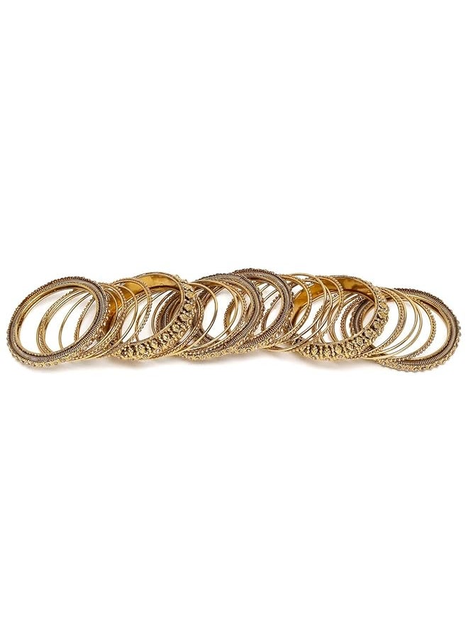 Shining Diva Fashion Latest Antique Gold Plated Set Of 26 Stylish Traditional Bangle For Women 2.6 Metal No Gemstone  - Image 5