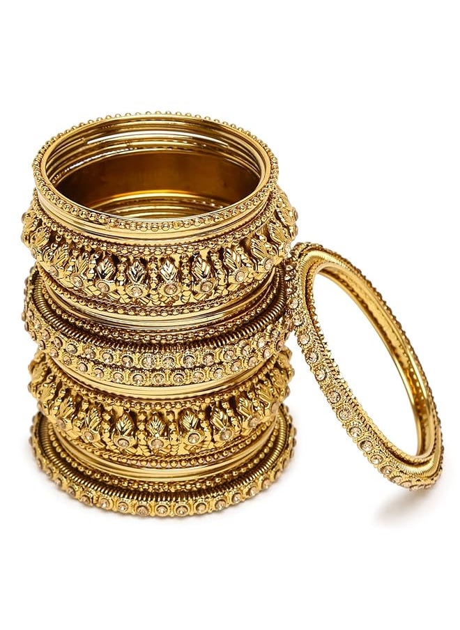 Shining Diva Fashion Latest Antique Gold Plated Set Of 26 Stylish Traditional Bangle For Women 2.6 Metal No Gemstone  - Image 4