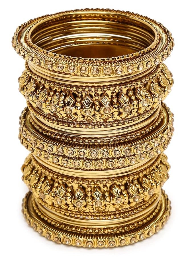 Shining Diva Fashion Latest Antique Gold Plated Set Of 26 Stylish Traditional Bangle For Women 2.6 Metal No Gemstone  - Image 1