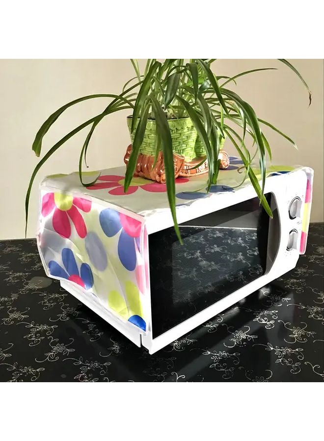 Blue Floral Print Microwave Cover With Double Side Pockets Kitchen Storage Organizer - Image 5