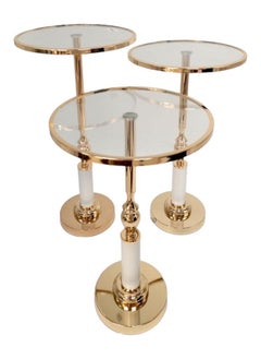 3-piece round glass table set, gold and white