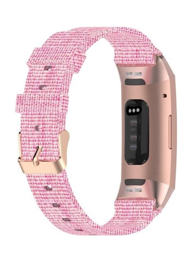 NIBEMINENT Braided Nylon Strap Plastic Head For Fitbit Charge 4 / 3 Charge3 SE Pink - Image 2