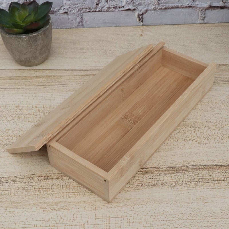 SUPVOX Wooden Pencil Box,Wood Brush Box with Sliding Lid for DIY Artist Tool and Brush Storage -7.4 x 2.8 x 1.2 inches, Rectangle - Image 4