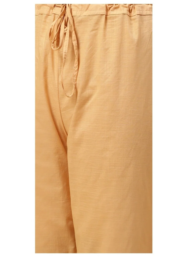 Biba Khaki Khaki Cotton Straight Kurta Narrow Palazzo Suit Set for Women | Best Price UAE