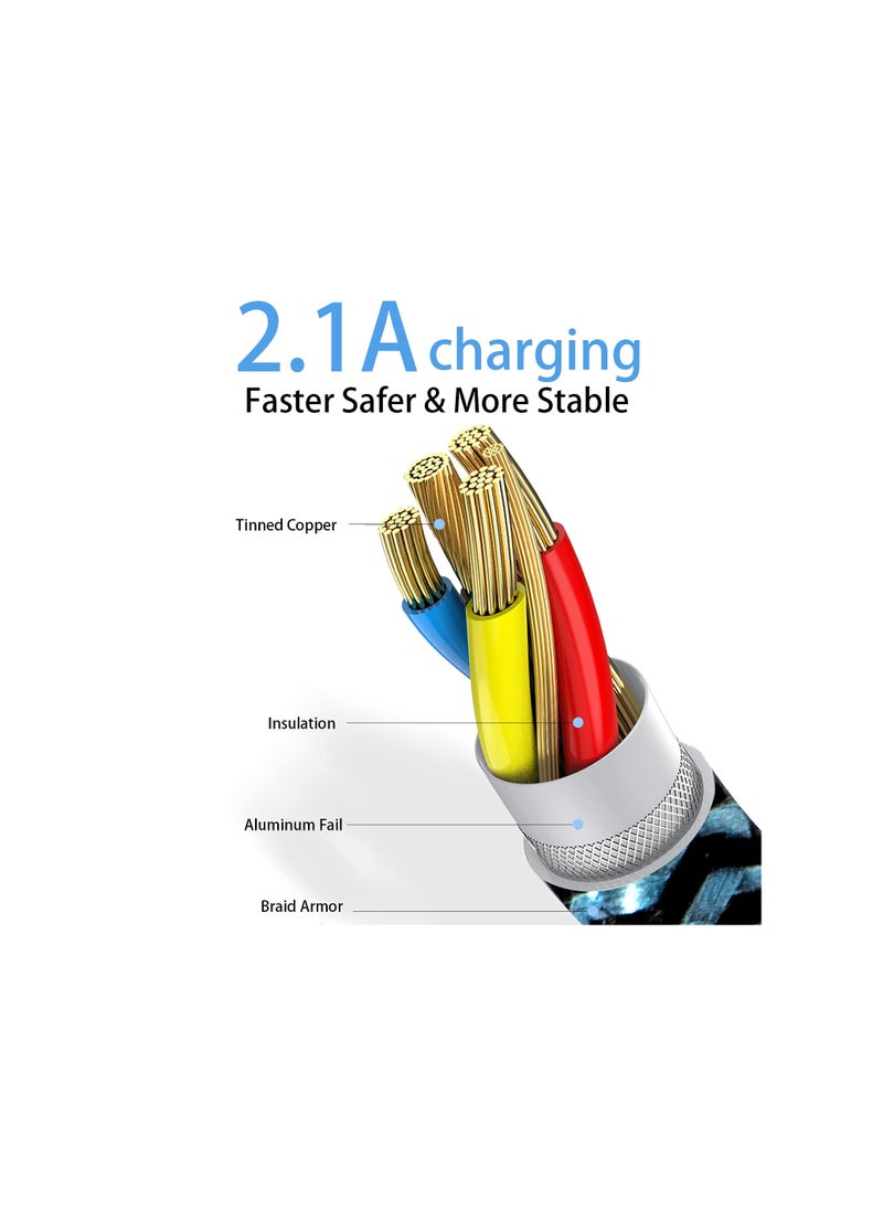 General USB Type C Cable 2.1A Fast Charging 1M : [90 Degree/3ft/3Pack] Nylon USB C Cord Right Angle Compatible with Samsung Galaxy S23/S22/9/Note 10, USB C Charger-Blue/Magenta/Purple  - Image 4
