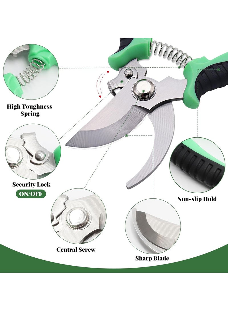 Generic Garden Pruning Shears, 4 Pcs Garden Professional Secateurs, Handheld Scissors Set with Gardening Gloves, Heavy Duty Garden Bypass Pruning Shears, Tree Trimmers Secateurs, Fruit Tree Pruning Shears  - Image 3