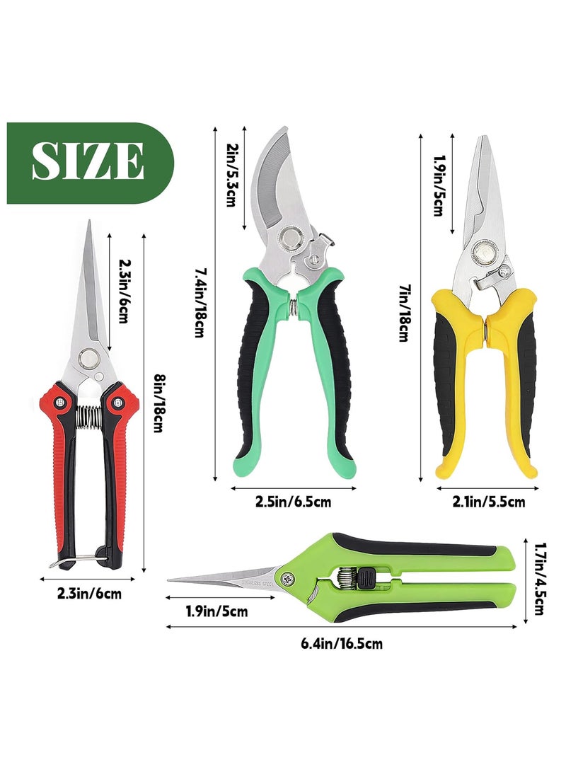 Generic Garden Pruning Shears, 4 Pcs Garden Professional Secateurs, Handheld Scissors Set with Gardening Gloves, Heavy Duty Garden Bypass Pruning Shears, Tree Trimmers Secateurs, Fruit Tree Pruning Shears  - Image 2