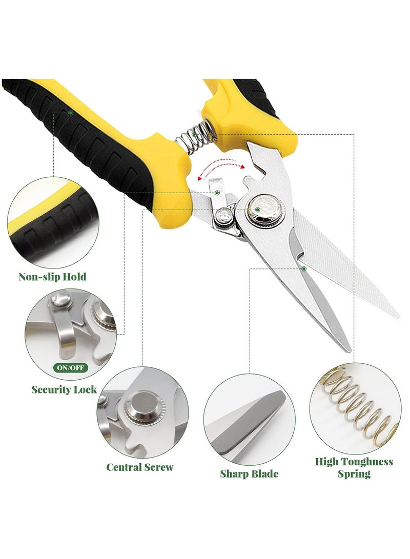 Generic Garden Pruning Shears, 4 Pcs Garden Professional Secateurs, Handheld Scissors Set with Gardening Gloves, Heavy Duty Garden Bypass Pruning Shears, Tree Trimmers Secateurs, Fruit Tree Pruning Shears  - Image 5
