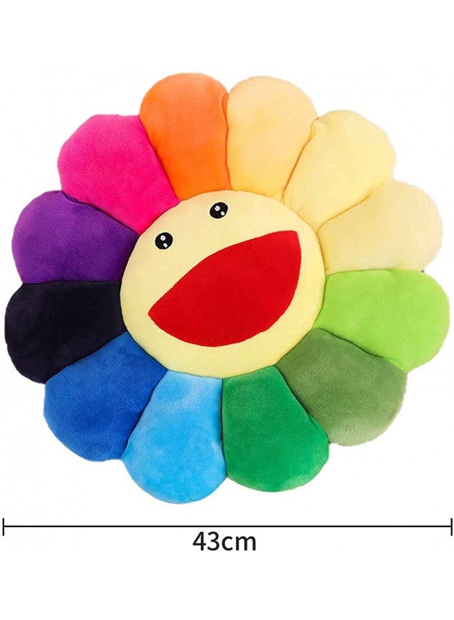 SNEPOO Smile Face Plush Rainbow Pillow, Sunflower Indie Decor Plush Pillow Soft & Comfortable Flower Floor Pillow for Home Reading Bed Room Decoration - Image 2