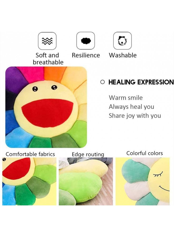 SNEPOO Smile Face Plush Rainbow Pillow, Sunflower Indie Decor Plush Pillow Soft & Comfortable Flower Floor Pillow for Home Reading Bed Room Decoration - Image 3