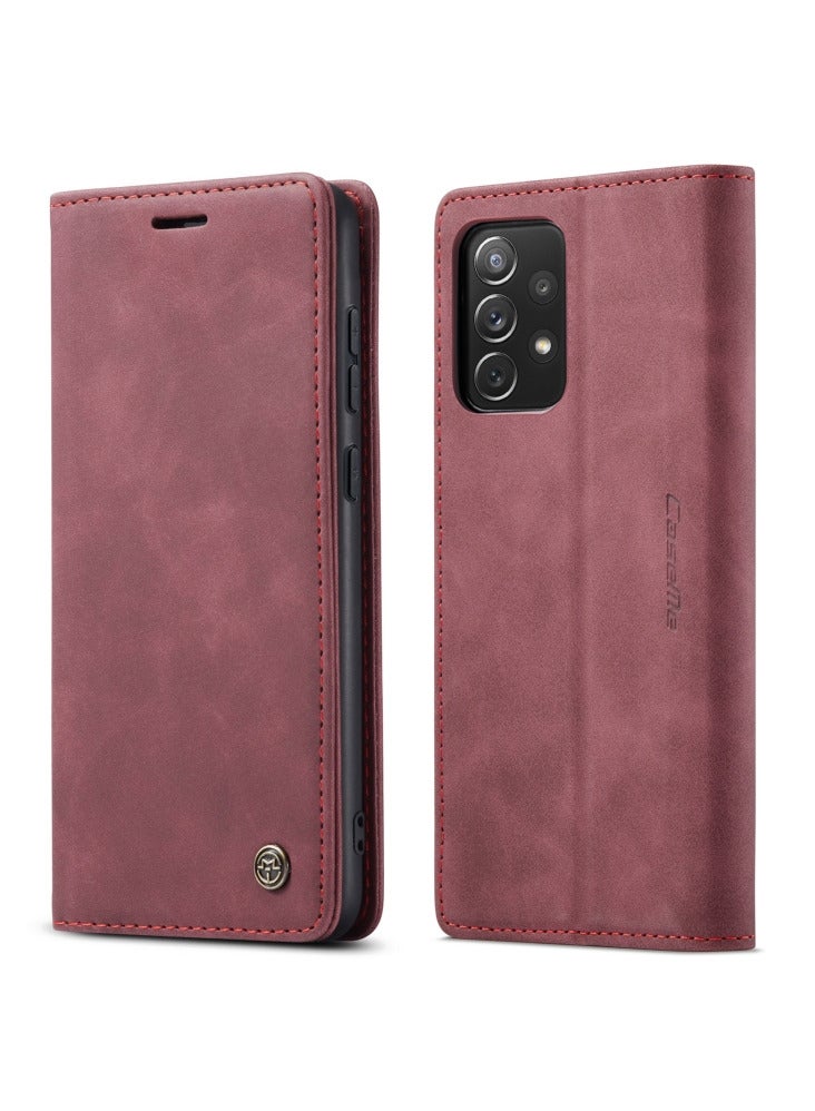 CaseMe Samsung Galaxy A73 5G Case Wallet, for Samsung Galaxy A73 5G Wallet Case Book Folding Flip Folio Case with Magnetic Kickstand Card Slots Protective Cover - Wine - Image 2