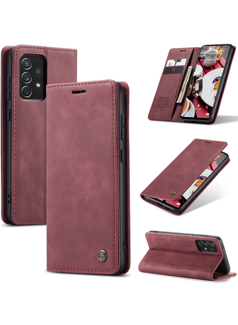CaseMe Samsung Galaxy A73 5G Case Wallet, for Samsung Galaxy A73 5G Wallet Case Book Folding Flip Folio Case with Magnetic Kickstand Card Slots Protective Cover - Wine - Image 1