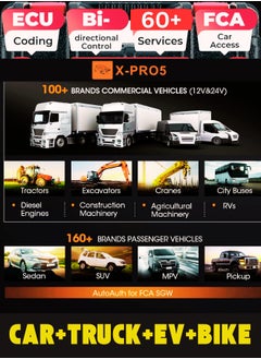 X-PRO5 Automotive OBD Diagnostic Computer All in One For Car/Trucks/EV/Heavy Duty Trucks/Motorbike, 2 Years Update With Online Repair Software  - Image 2