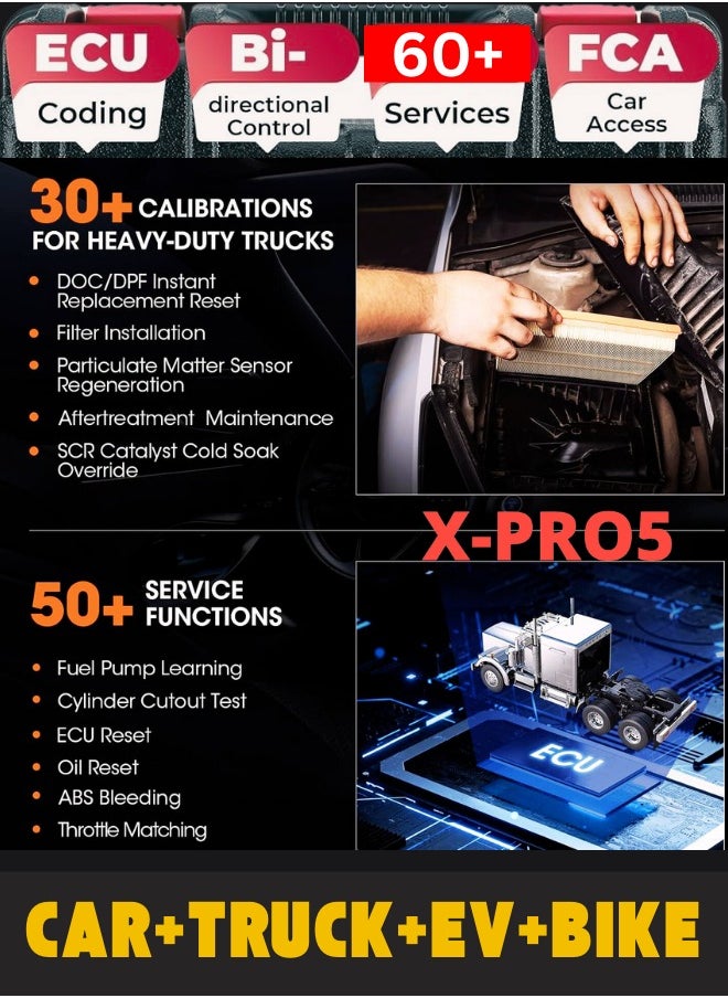 X-PRO5 Automotive OBD Diagnostic Computer All in One For Car/Trucks/EV/Heavy Duty Trucks/Motorbike, 2 Years Update With Online Repair Software  - Image 3