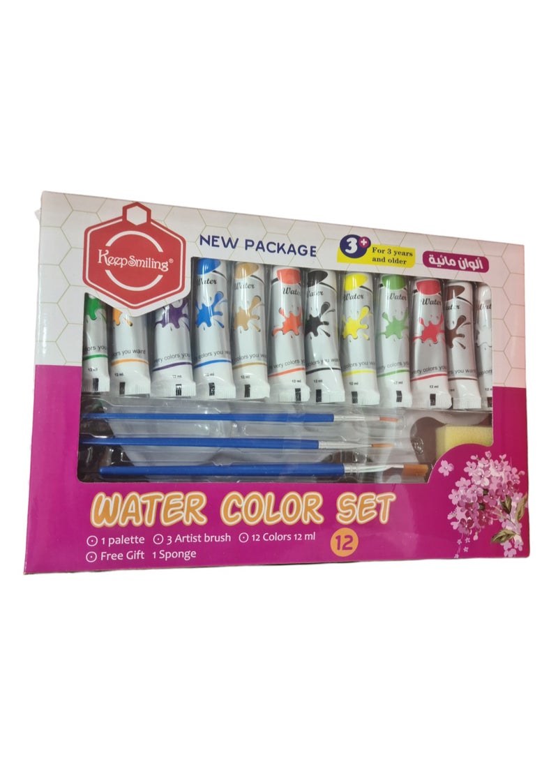 كيب سمايلينج مجموعة ألوان مائية مع فرشاة متعددة الألوان - Image 1