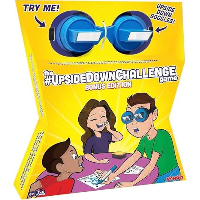 Vango The UpsideDownChallenge Game for Family & Kids - Complete Fun Challenges with Upside Down Goggles - Hilarious Fun Game for Game Night & Parties - 2-6 Players, Ages 8+ (Bonus Edition) (VNG070B) - Image 1