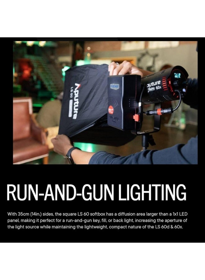 Aputure LS 60 Softbox 35 cm – Compact Square Softbox with Dual Diffusion, 45° Grid, Mini Mount & Carry Bag - Image 4