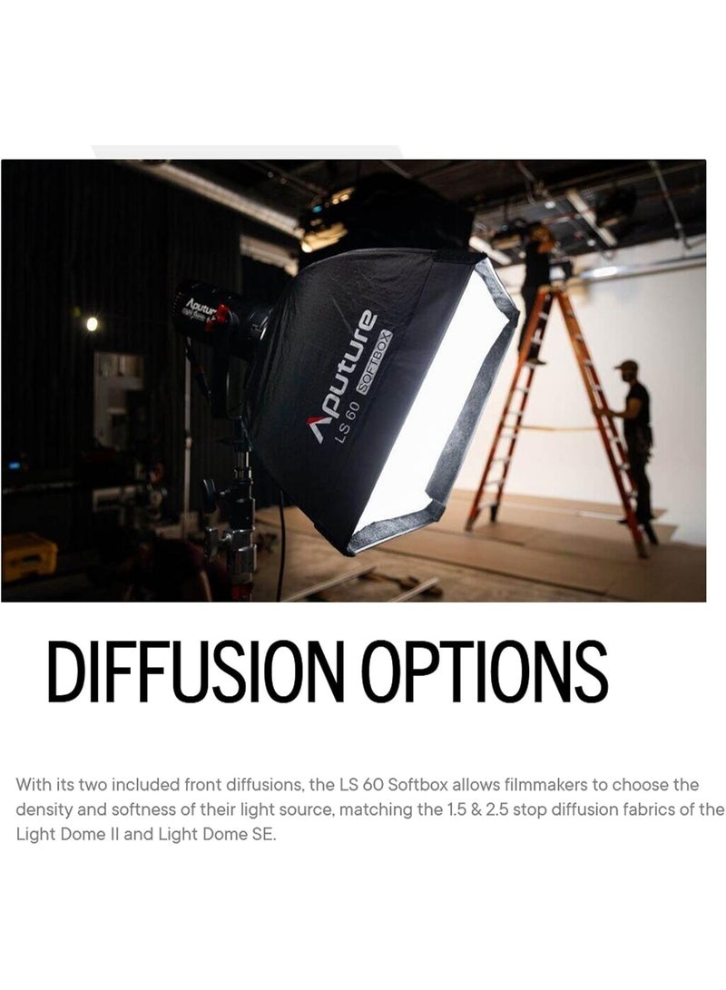 Aputure LS 60 Softbox 35 cm – Compact Square Softbox with Dual Diffusion, 45° Grid, Mini Mount & Carry Bag - Image 5