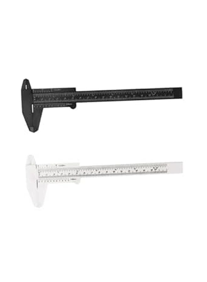 6Pcs Mini Plastic Sliding Caliper Set Ruler Gauge Measuring Tool White And Black - Image 1