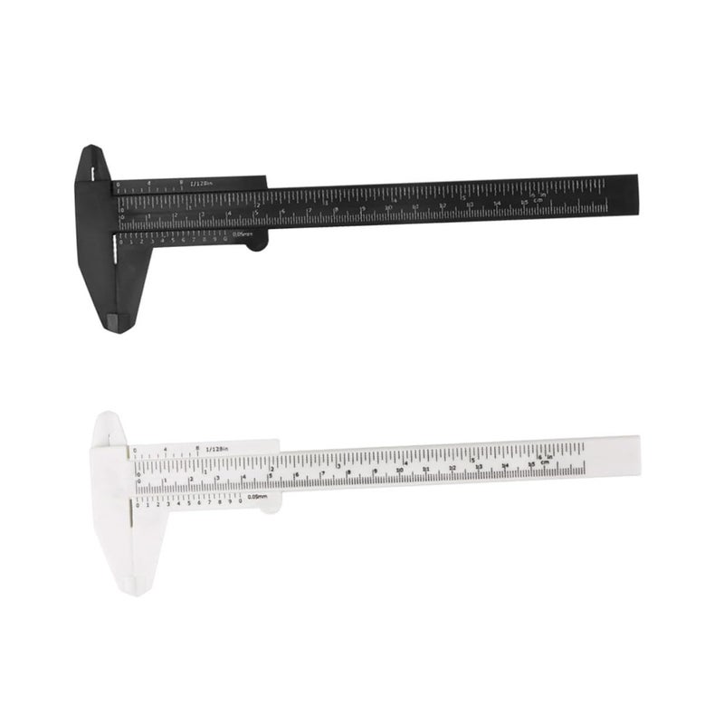 6Pcs Mini Plastic Sliding Caliper Set Ruler Gauge Measuring Tool White And Black - Image 2
